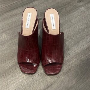 Saks Fifth Avenue Deep Red Croc-Embossed Mules